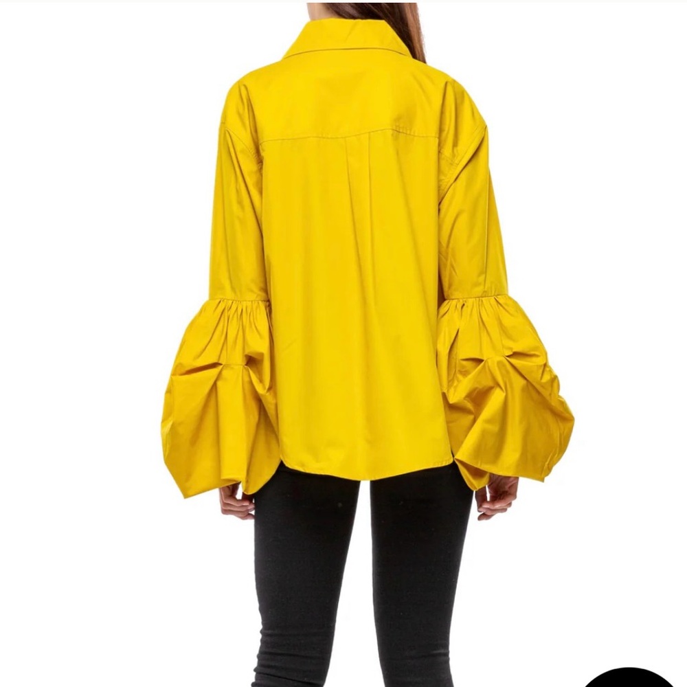 Elegant Yellow Blouse with Dramatic Sleeves